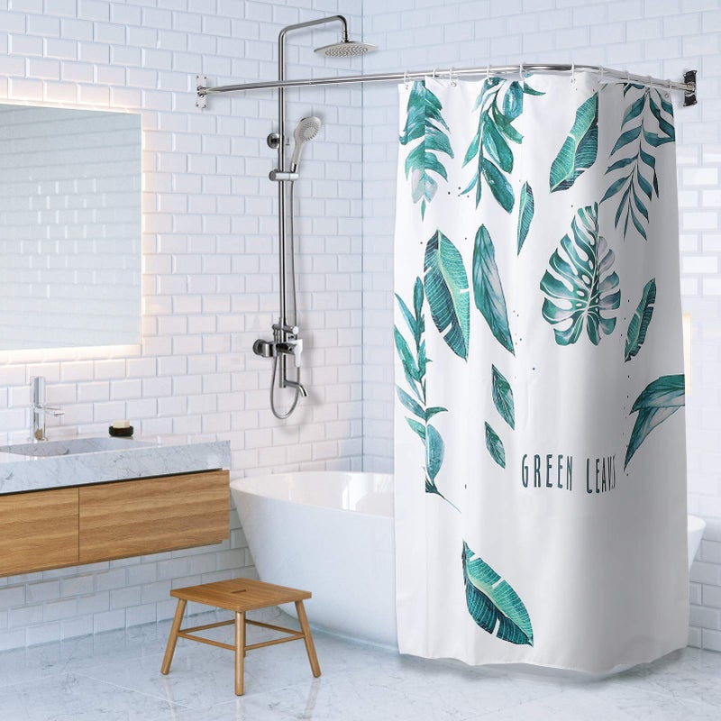 PrettyHome L Shapaed Bathroom Bathtub Corner Shower Curtain Rod Large Space 28"x68",Chrome Finished - Image 2
